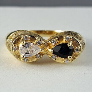 Hespera Black Onyx and White Topaz Ring
